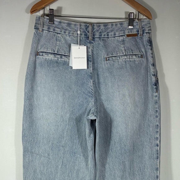 Zimmermann Pleated Wide Leg Jeans Sea Foam Blue AU 2 4 US 8 12 NWT Denim - Picture 15 of 17